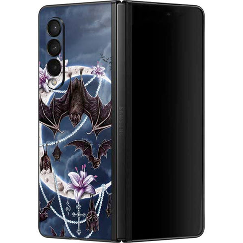 Gothic Moon with Bats and Flowers by Sarah Richter Galaxy Z Fold3 5G Skin