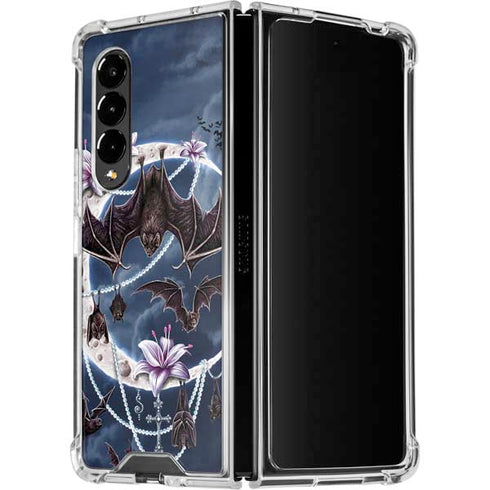 Gothic Moon with Bats and Flowers by Sarah Richter Galaxy Z Fold4 5G Clear Case