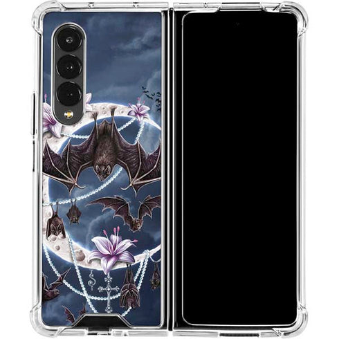 Gothic Moon with Bats and Flowers by Sarah Richter Galaxy Z Fold4 5G Clear Case