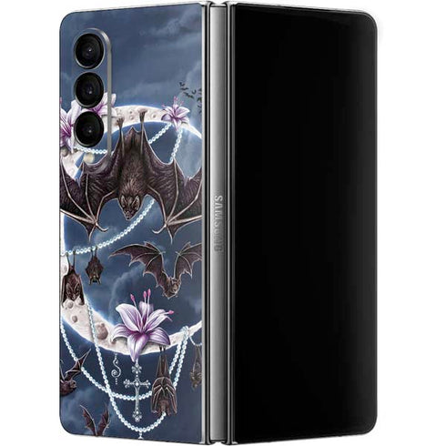 Gothic Moon with Bats and Flowers by Sarah Richter Galaxy Z Fold4 5G Skin