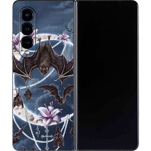 Gothic Moon with Bats and Flowers by Sarah Richter Galaxy Z Fold4 5G Skin