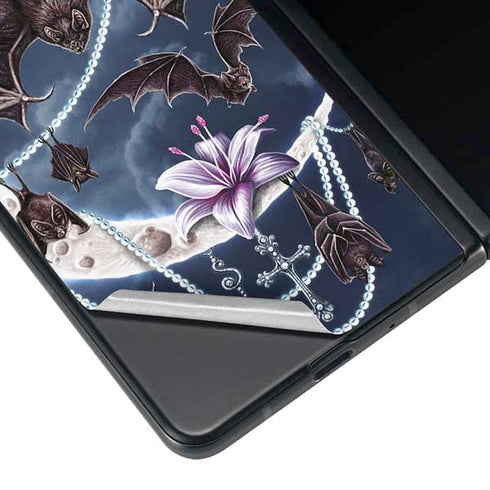 Gothic Moon with Bats and Flowers by Sarah Richter Galaxy Z Fold4 5G Skin