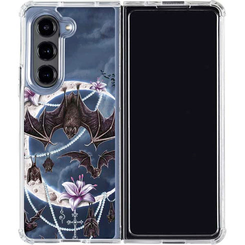 Gothic Moon with Bats and Flowers by Sarah Richter Galaxy Z Fold5 5G Clear Case