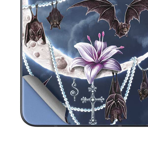Gothic Moon with Bats and Flowers by Sarah Richter Galaxy Z Fold5 5G Skin