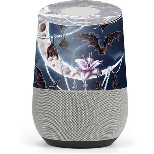 Gothic Moon with Bats and Flowers by Sarah Richter Google Home Skin