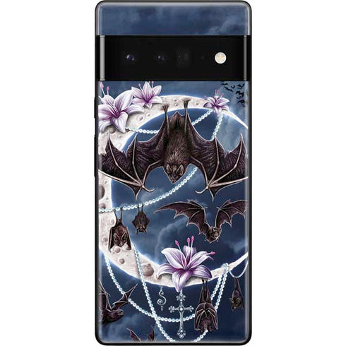 Gothic Moon with Bats and Flowers by Sarah Richter Google Pixel 6 Pro Skin