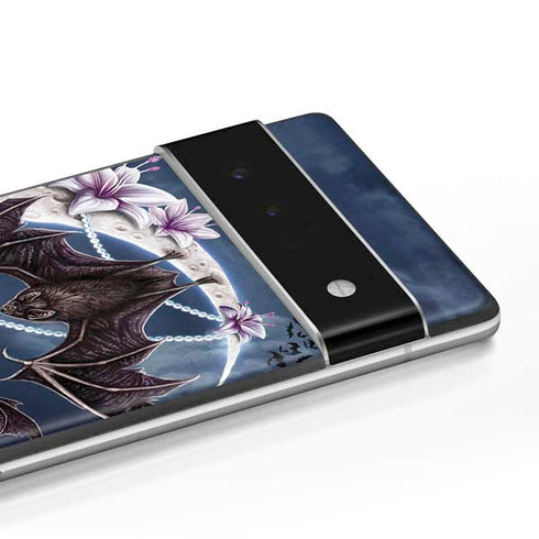 Gothic Moon with Bats and Flowers by Sarah Richter Google Pixel 6 Pro Skin
