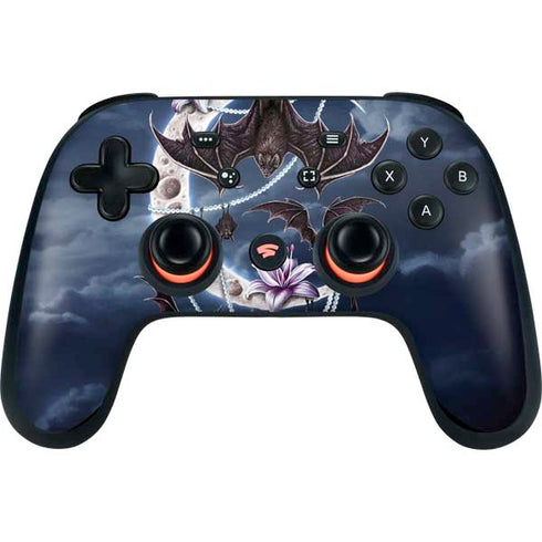 Gothic Moon with Bats and Flowers by Sarah Richter Google Stadia Controller Skin