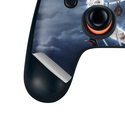Gothic Moon with Bats and Flowers by Sarah Richter Google Stadia Controller Skin