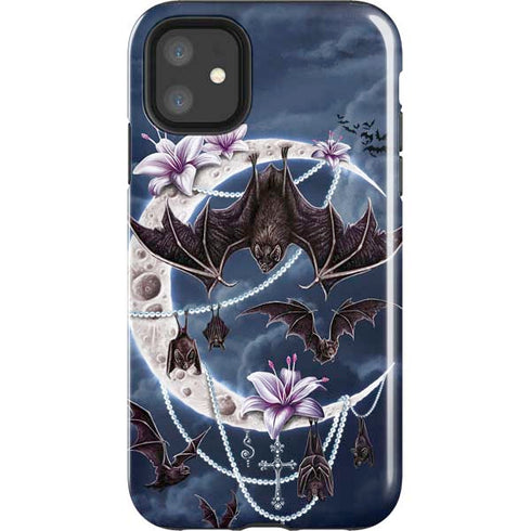 Gothic Moon with Bats and Flowers by Sarah Richter iPhone 11 Impact Case