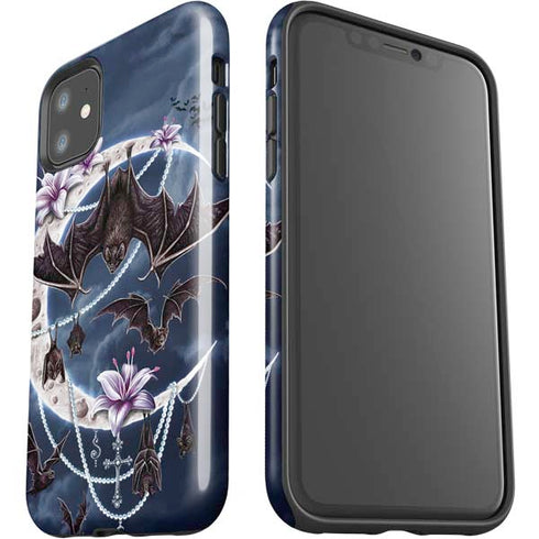 Gothic Moon with Bats and Flowers by Sarah Richter iPhone 11 Impact Case