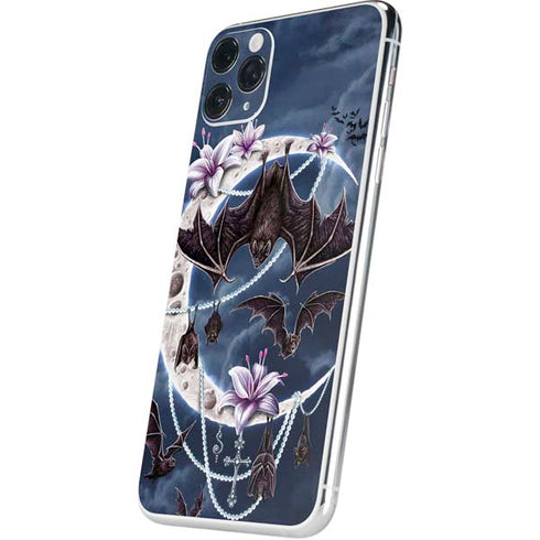 Gothic Moon with Bats and Flowers by Sarah Richter iPhone 11 Pro Max Skin
