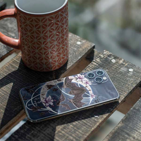 Gothic Moon with Bats and Flowers by Sarah Richter iPhone 11 Pro Skin