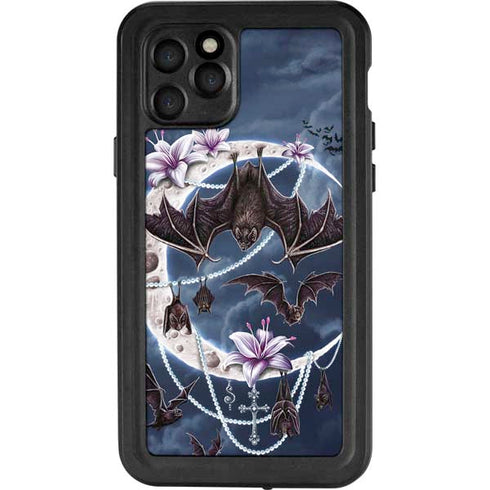 Gothic Moon with Bats and Flowers by Sarah Richter iPhone 11 Pro Waterproof Case