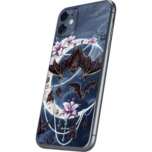 Gothic Moon with Bats and Flowers by Sarah Richter iPhone 11 Skin