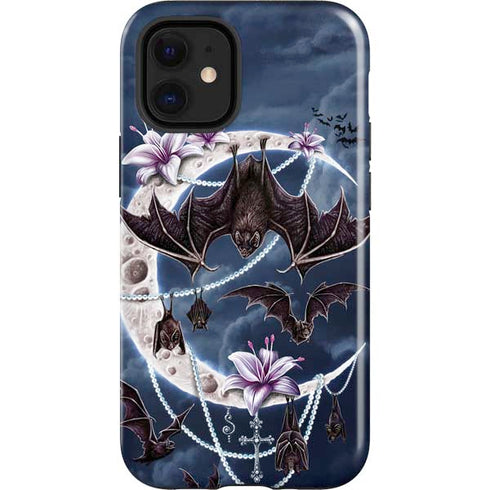 Gothic Moon with Bats and Flowers by Sarah Richter iPhone 12 Mini Impact Case