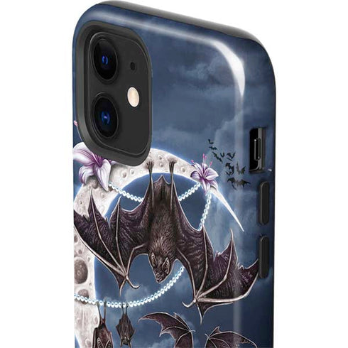 Gothic Moon with Bats and Flowers by Sarah Richter iPhone 12 Mini Impact Case