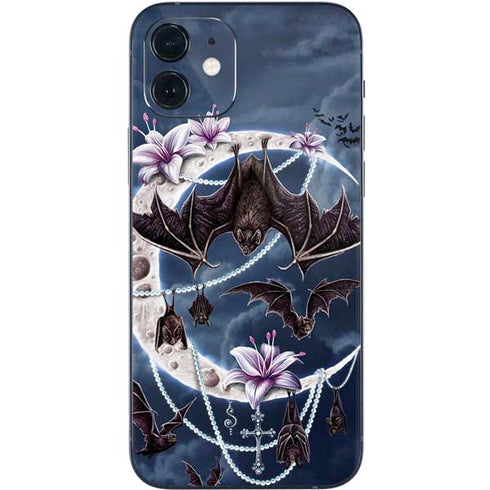Gothic Moon with Bats and Flowers by Sarah Richter iPhone 12 Mini Skin