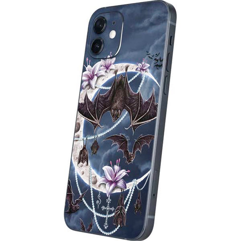 Gothic Moon with Bats and Flowers by Sarah Richter iPhone 12 Mini Skin