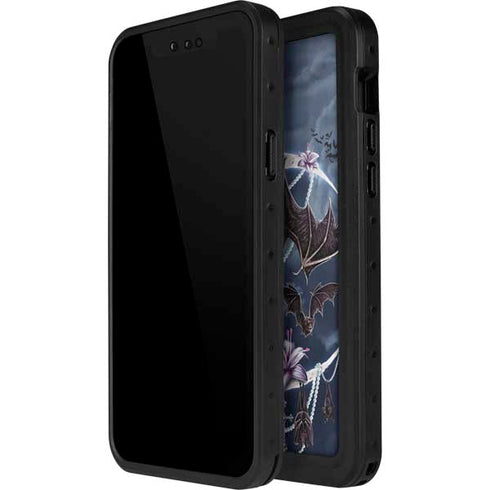 Gothic Moon with Bats and Flowers by Sarah Richter iPhone 12 Mini Waterproof Case