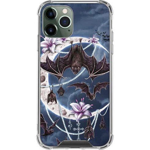 Gothic Moon with Bats and Flowers by Sarah Richter iPhone 12 Pro Clear Case