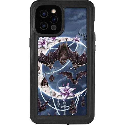 Gothic Moon with Bats and Flowers by Sarah Richter iPhone 12 Pro Max Waterproof Case