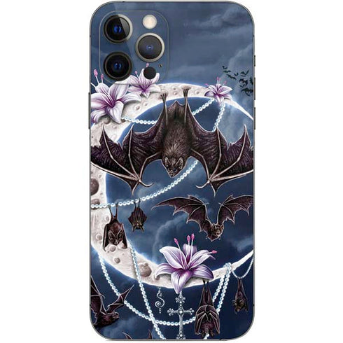 Gothic Moon with Bats and Flowers by Sarah Richter iPhone 12 Pro Skin