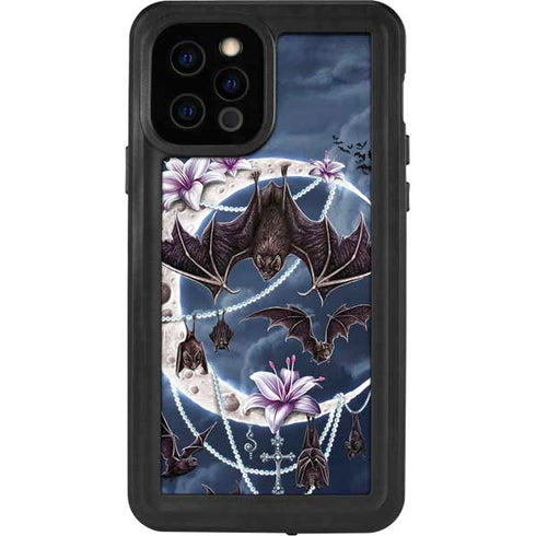 Gothic Moon with Bats and Flowers by Sarah Richter iPhone 12 Pro Waterproof Case