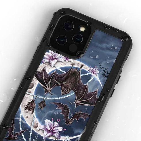 Gothic Moon with Bats and Flowers by Sarah Richter iPhone 12 Pro Waterproof Case