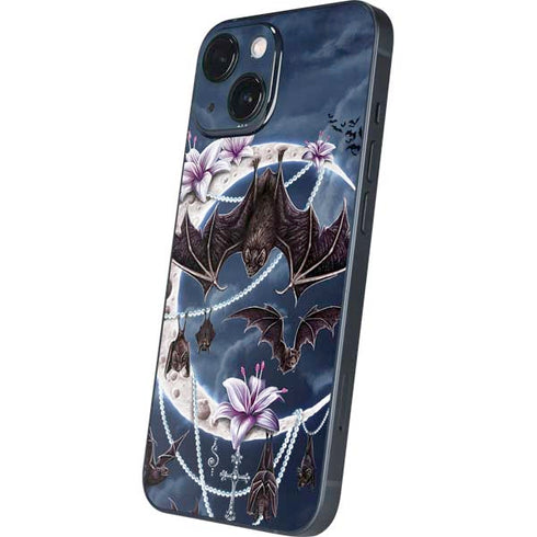 Gothic Moon with Bats and Flowers by Sarah Richter iPhone 13 Mini Skin
