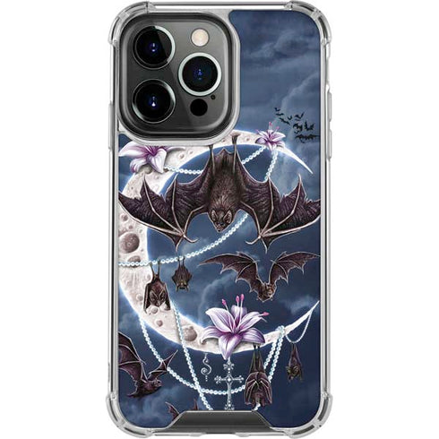 Gothic Moon with Bats and Flowers by Sarah Richter iPhone 13 Pro Clear Case