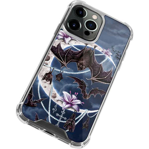Gothic Moon with Bats and Flowers by Sarah Richter iPhone 13 Pro Clear Case