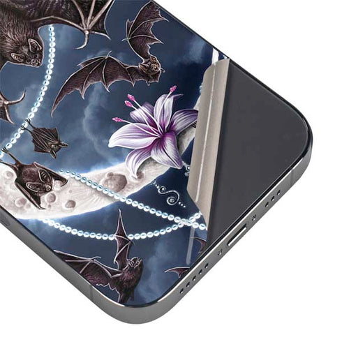 Gothic Moon with Bats and Flowers by Sarah Richter iPhone 13 Pro Skin