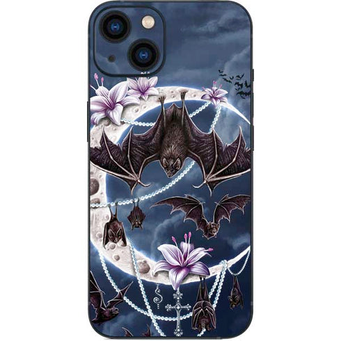 Gothic Moon with Bats and Flowers by Sarah Richter iPhone 13 Skin