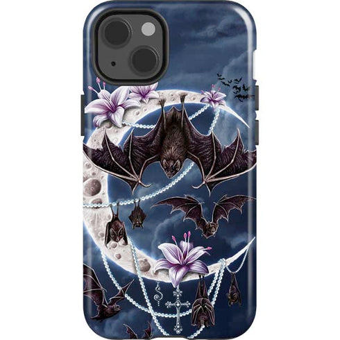 Gothic Moon with Bats and Flowers by Sarah Richter iPhone 15 Impact Case