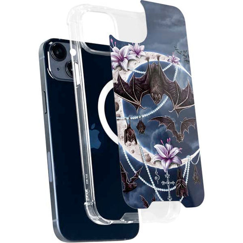 Gothic Moon with Bats and Flowers by Sarah Richter iPhone 15 MagSafe Case