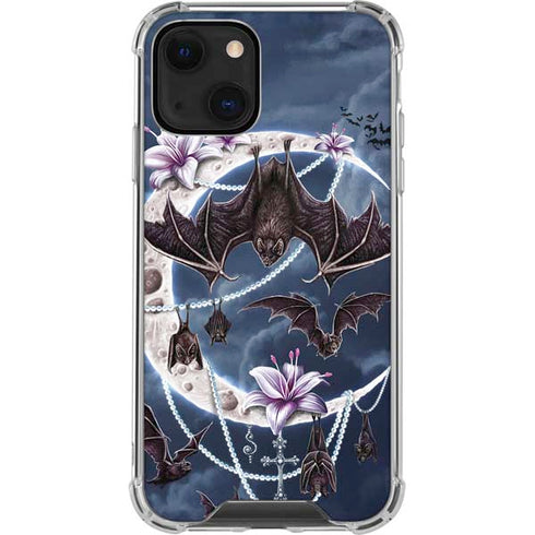 Gothic Moon with Bats and Flowers by Sarah Richter iPhone 14 Plus Clear Case