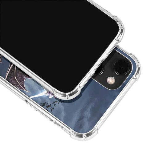 Gothic Moon with Bats and Flowers by Sarah Richter iPhone 14 Plus Clear Case
