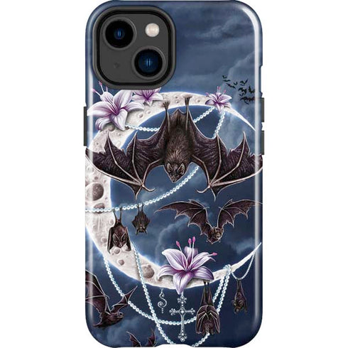 Gothic Moon with Bats and Flowers by Sarah Richter iPhone 15 Plus Impact Case