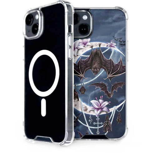 Gothic Moon with Bats and Flowers by Sarah Richter iPhone 15 Plus MagSafe Case