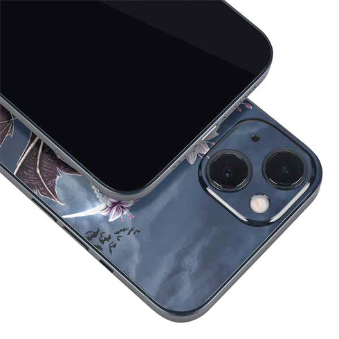 Gothic Moon with Bats and Flowers by Sarah Richter iPhone 14 Plus Skin