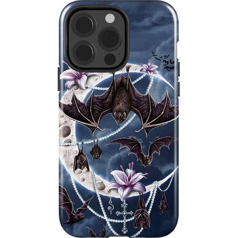 Gothic Moon with Bats and Flowers by Sarah Richter iPhone 15 Pro Impact Case