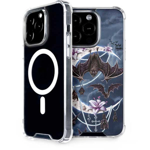 Gothic Moon with Bats and Flowers by Sarah Richter iPhone 15 Pro MagSafe Case