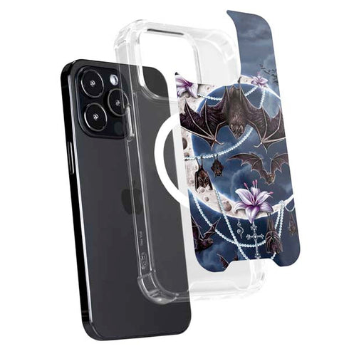Gothic Moon with Bats and Flowers by Sarah Richter iPhone 15 Pro MagSafe Case