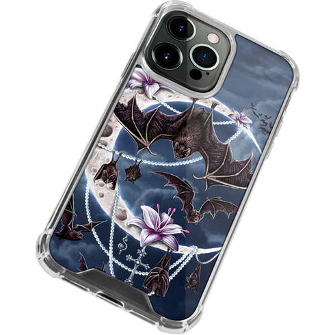 Gothic Moon with Bats and Flowers by Sarah Richter iPhone 15 Pro Max Clear Case