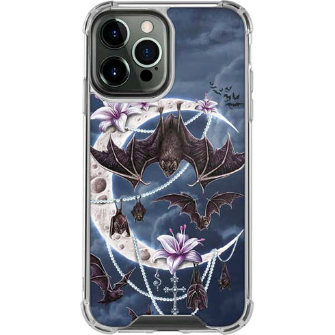 Gothic Moon with Bats and Flowers by Sarah Richter iPhone 15 Pro Max Clear Case