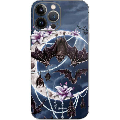 Gothic Moon with Bats and Flowers by Sarah Richter iPhone 14 Pro Max Skin