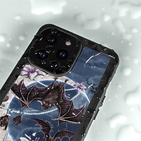 Gothic Moon with Bats and Flowers by Sarah Richter iPhone 14 Pro Max Waterproof Case