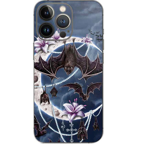 Gothic Moon with Bats and Flowers by Sarah Richter iPhone 14 Pro Skin