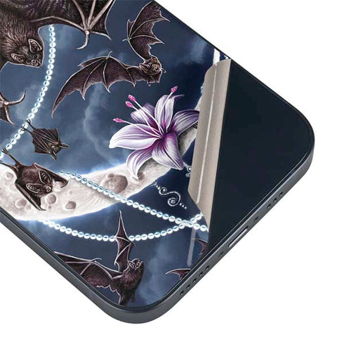 Gothic Moon with Bats and Flowers by Sarah Richter iPhone 14 Skin